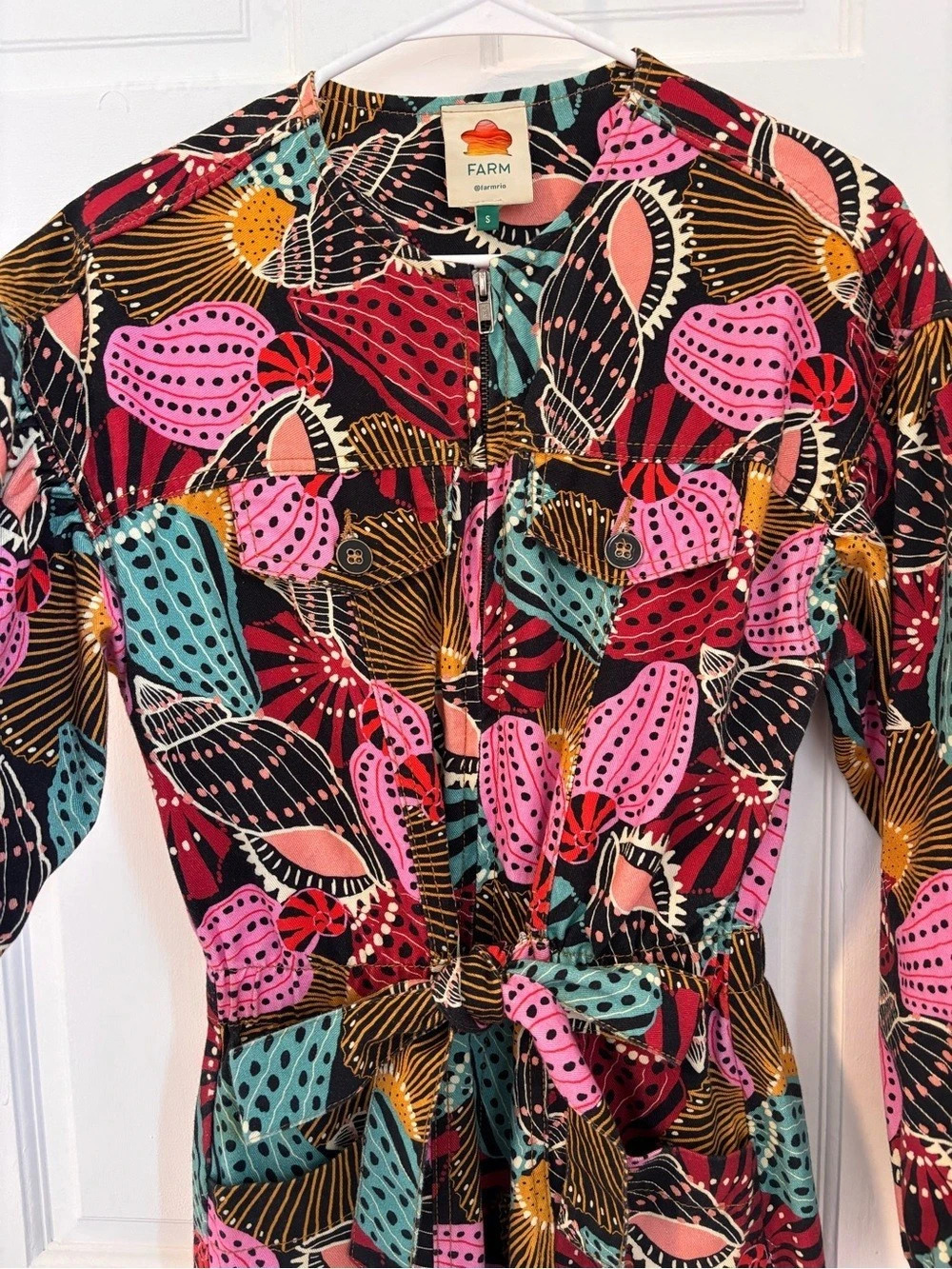 FARM Abstract Print Jumpsuit in Black & Pink - Picture 4 of 7